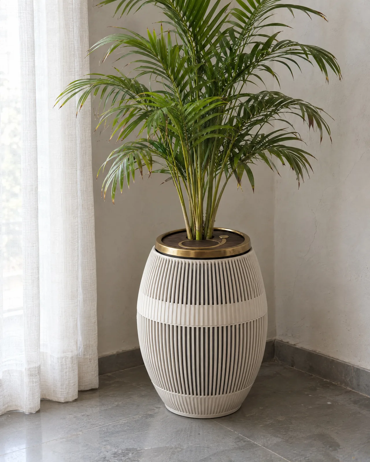 Purispira Home Column in Bone in a bright room corner