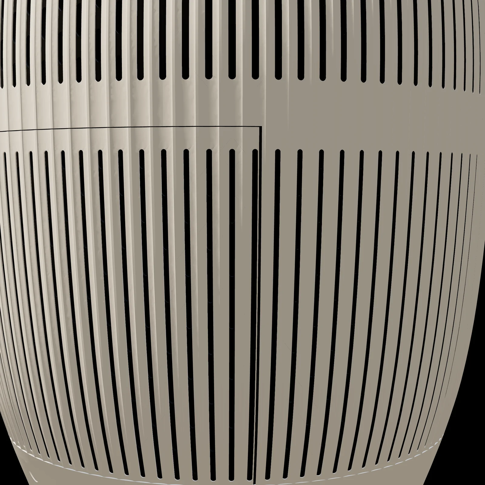 Close-up of the flutes of Purispira Home Column in Bone, with the air slots in the valleys