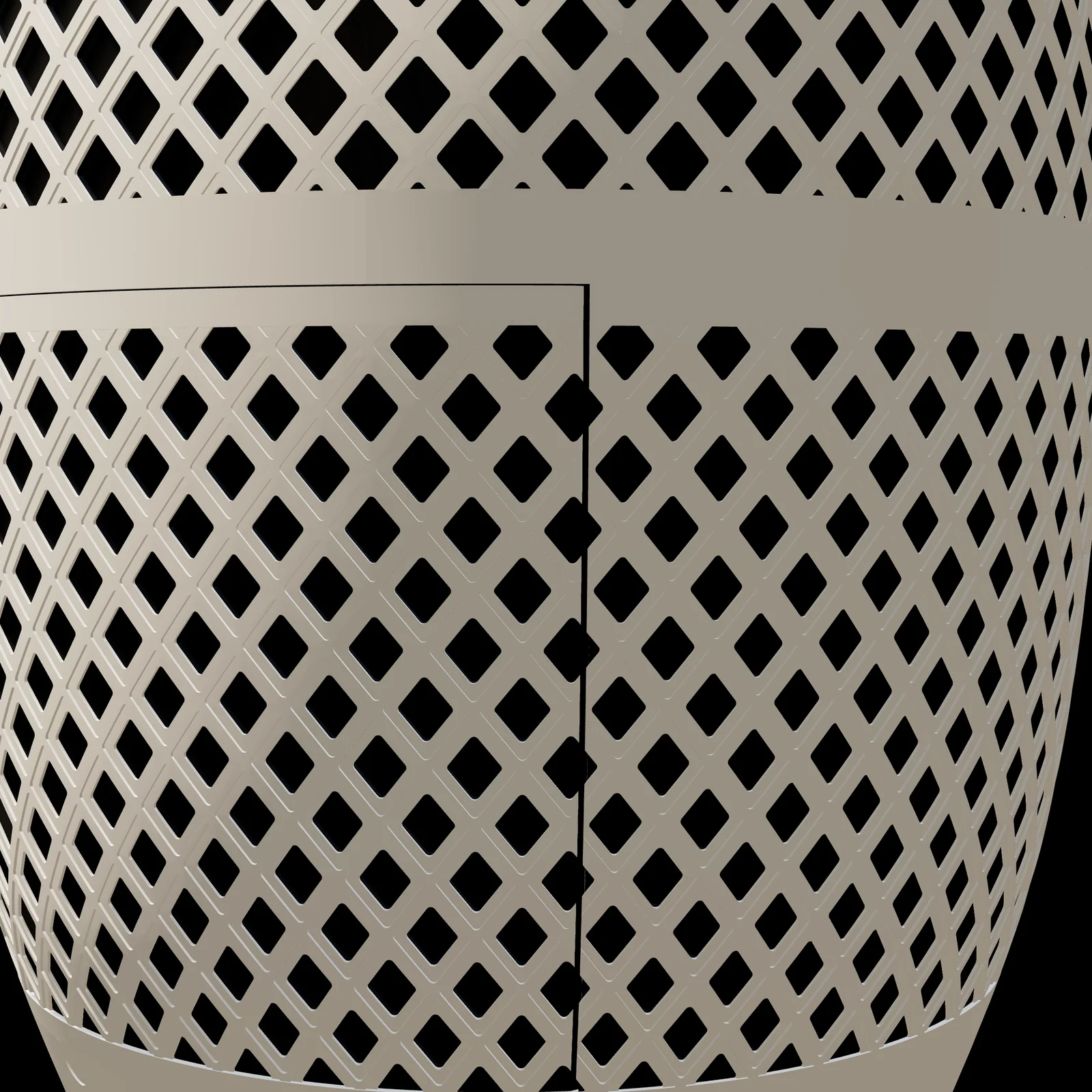 Close-up of the Jali lattice in Bone, black mesh behind each diamond opening